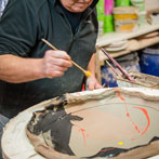 John Higgins at work in his studio 2018
